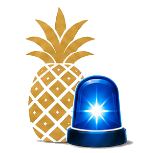 WaikikiAttorney.com pineapple and blue emergency light logo
